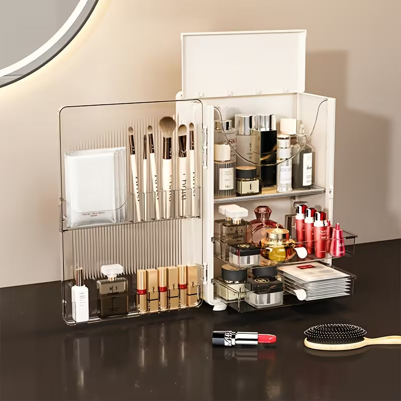 Stylish Cosmetic Storage Box with a Magnetic Door Design