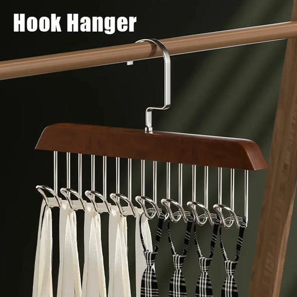 8 Hooks Non-Slip Solid Wood Hanger