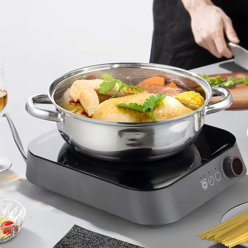 28cm 2 Tier Stainless Steel Steamer Pot with Glass Lid