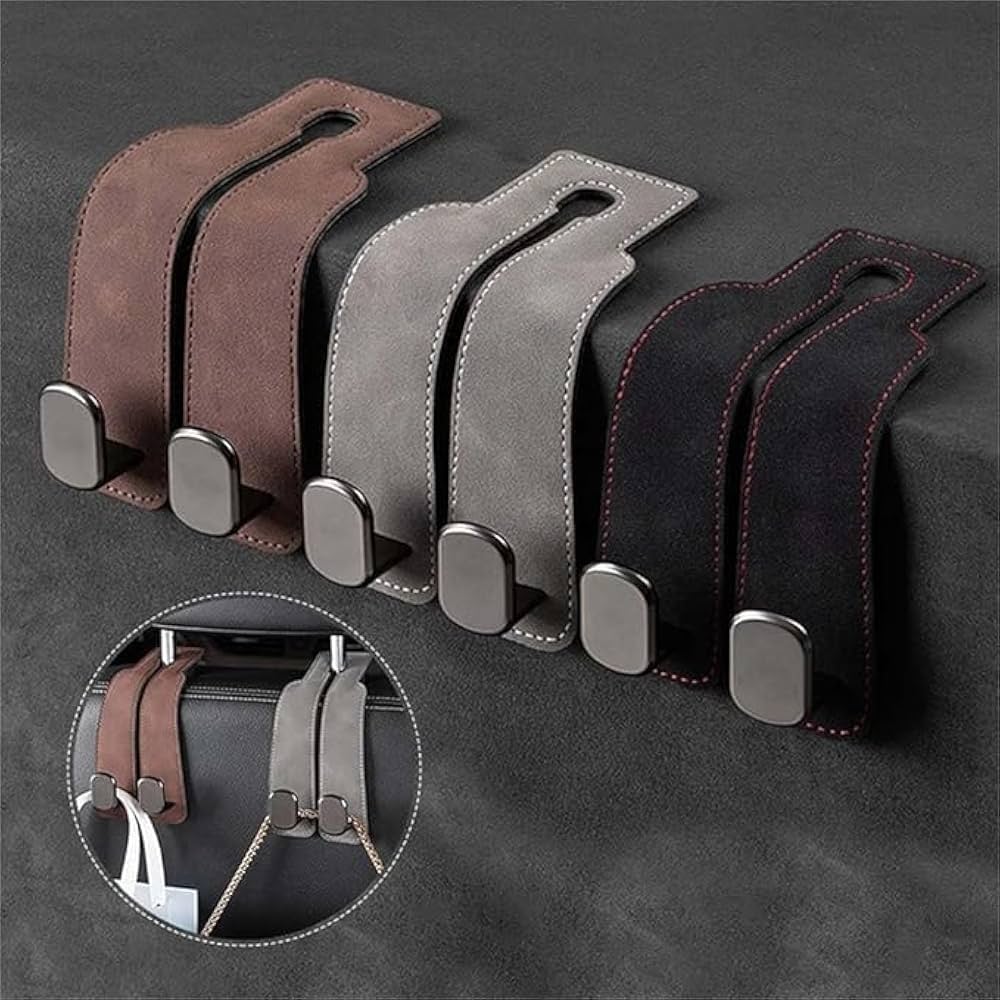 2-in-1 Suede Car Seat Headrest Hooks
