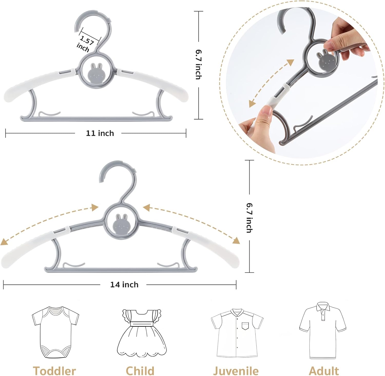 Stackable Adjustable Kids Clothes Hanger