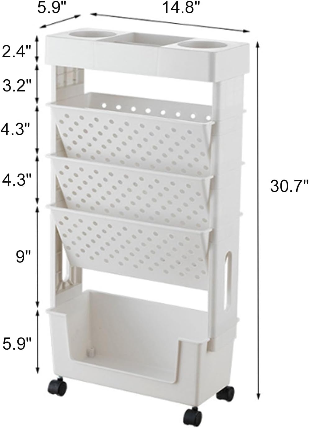 5 Tier Movable Bookshelf Cart
