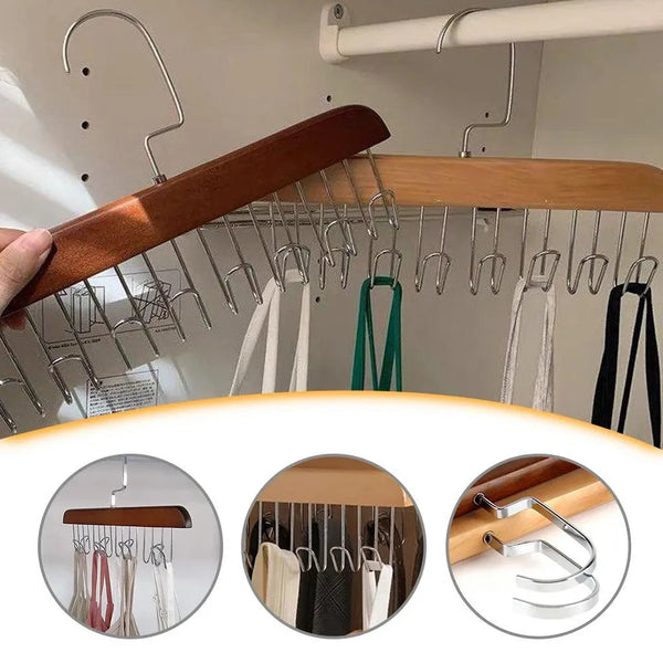 8 Hooks Non-Slip Solid Wood Hanger