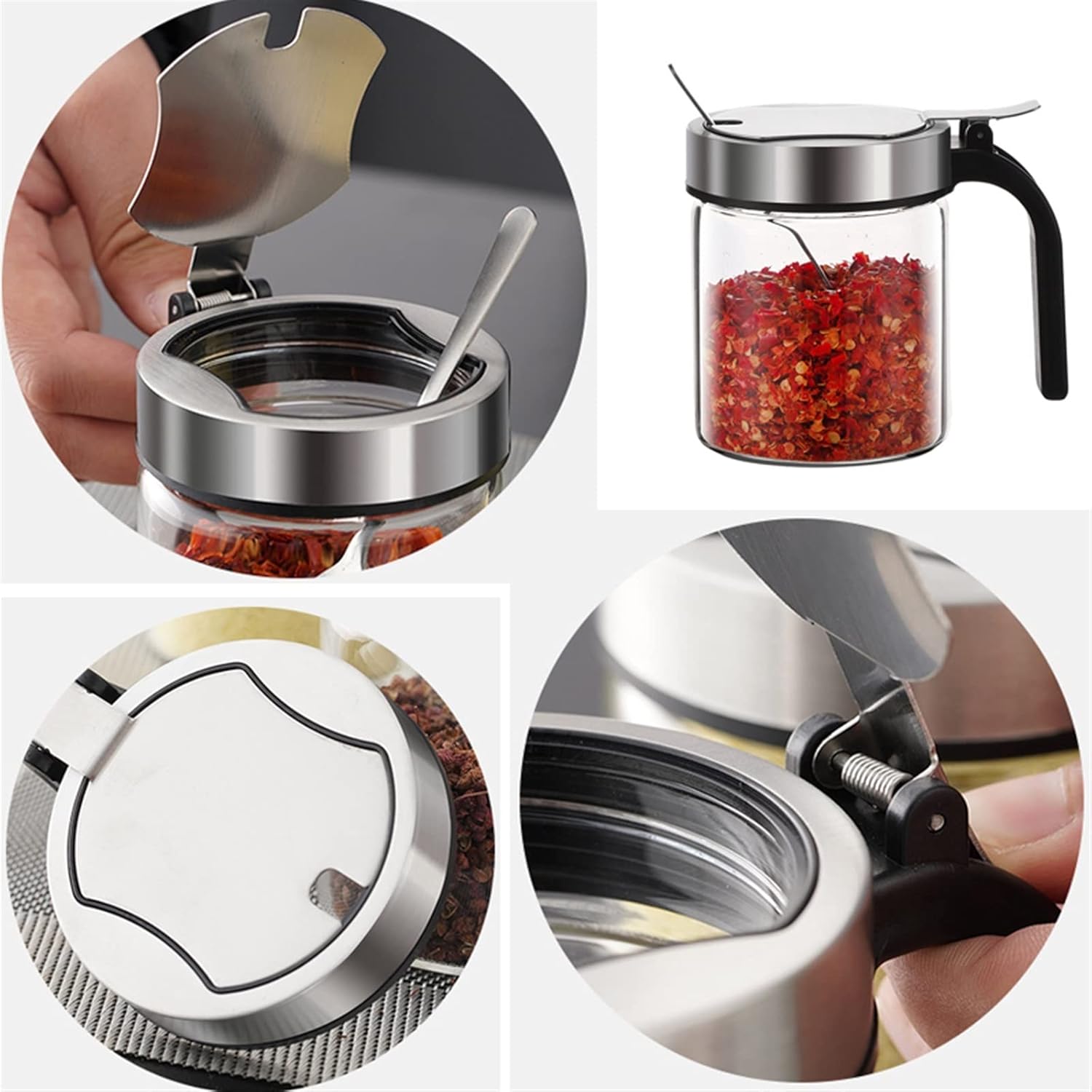 Stainless Steel Spice Jar with Spoon