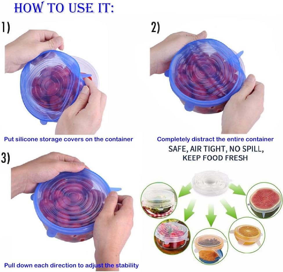 6pcs Silicone Stretch Lids