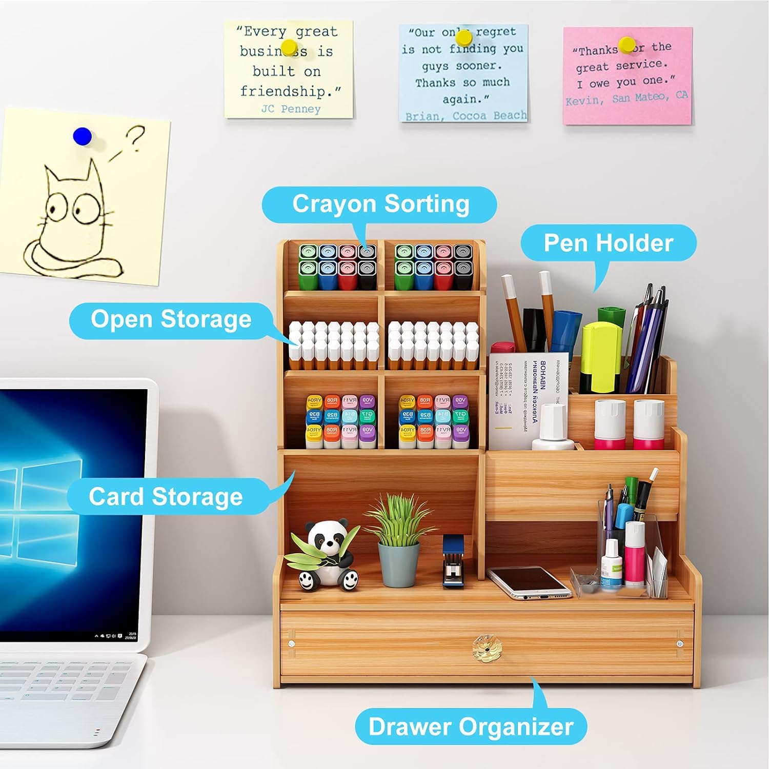 Wooden Pen Stand Desk Organizer