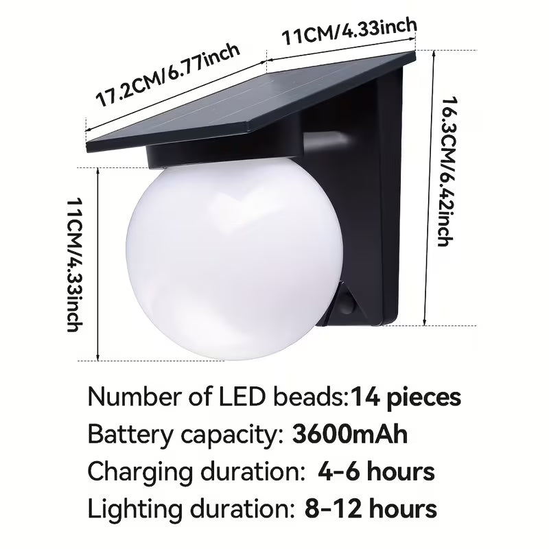 Solar-Powered Wall Lamp with Tri-Color Dimming