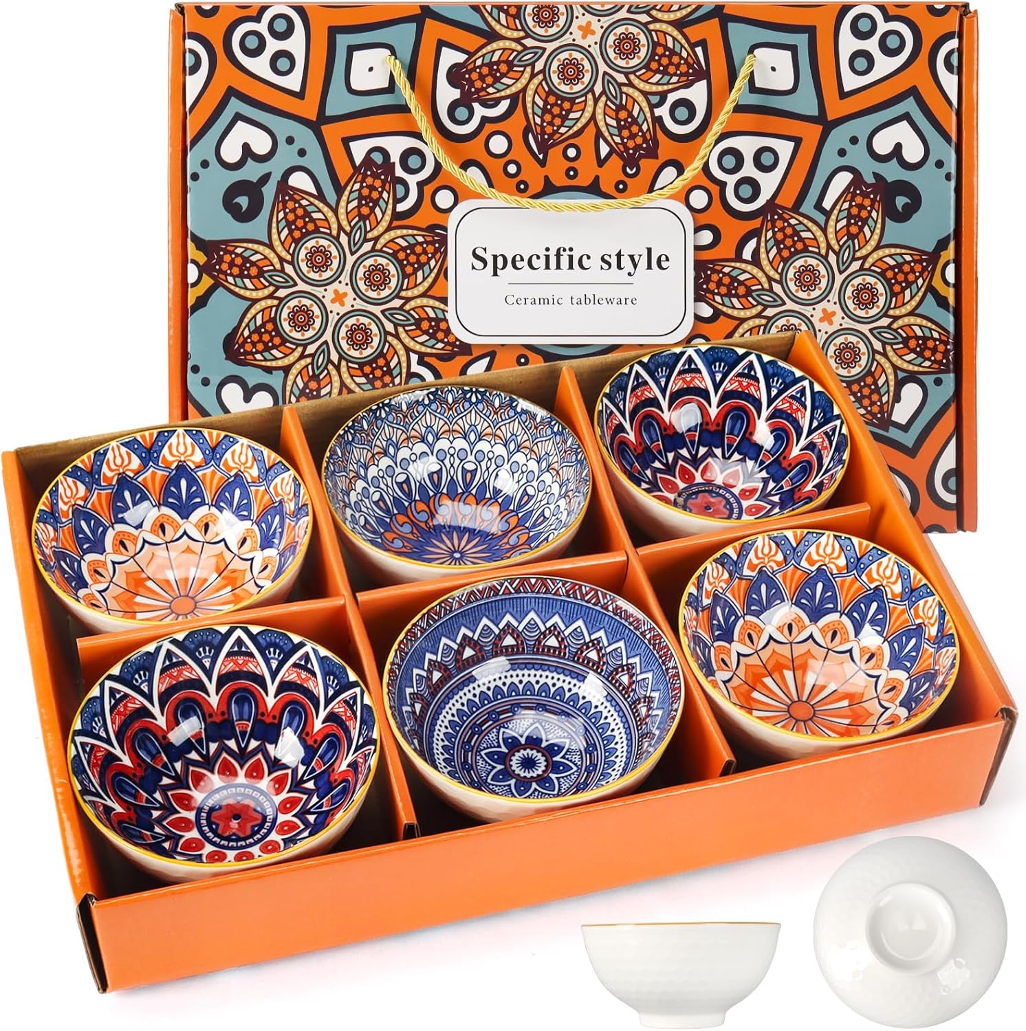 6-Piece Bohemian Style Small Dessert Bowl Set