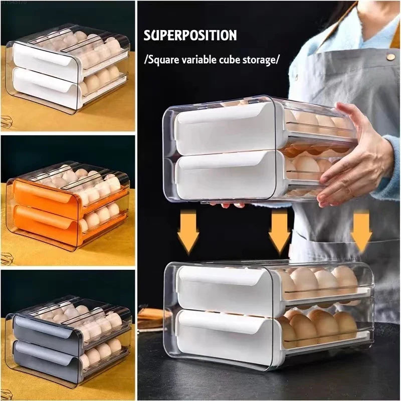 32 Grid Double-Layer Drawer Type Egg Container
