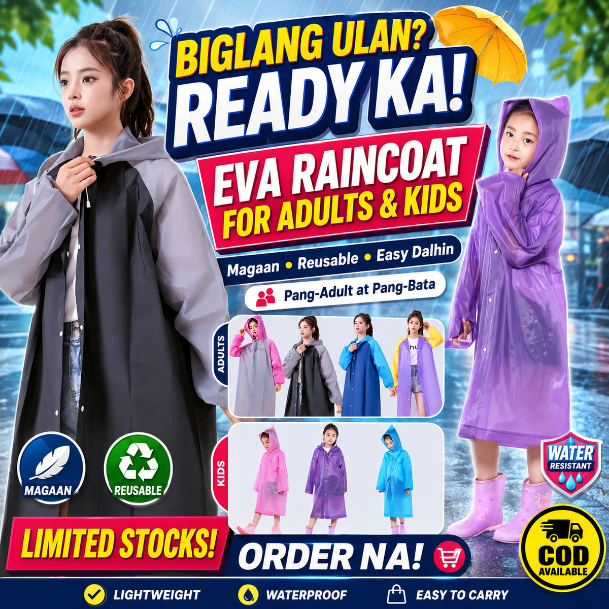 EVA Unisex Raincoat for Adults & Kids