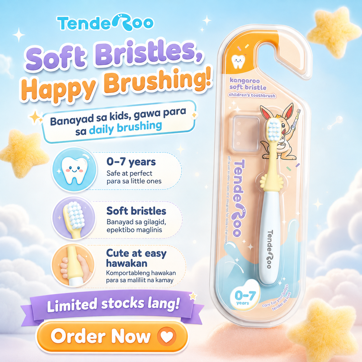 Tenderoo Age 0-7 Soft Bristles Toothbrush