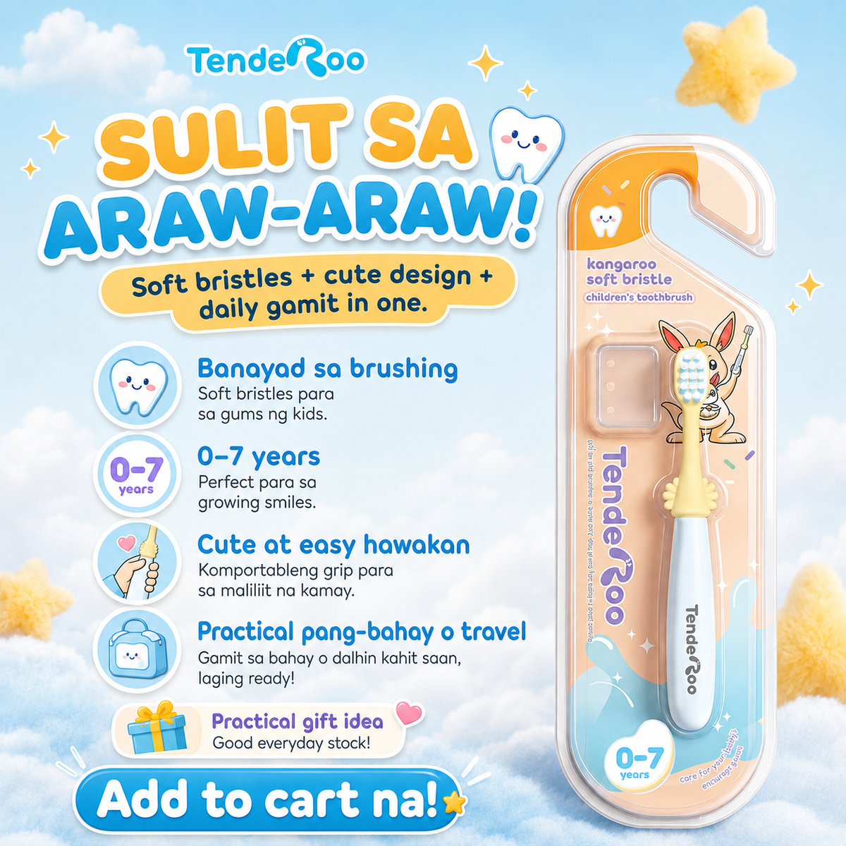 Tenderoo Age 0-7 Soft Bristles Toothbrush