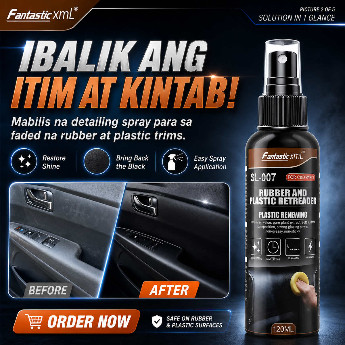 Rubber & Plastic Retrader Spray (120ml) – Restore the Shine, Bring Back the Black!