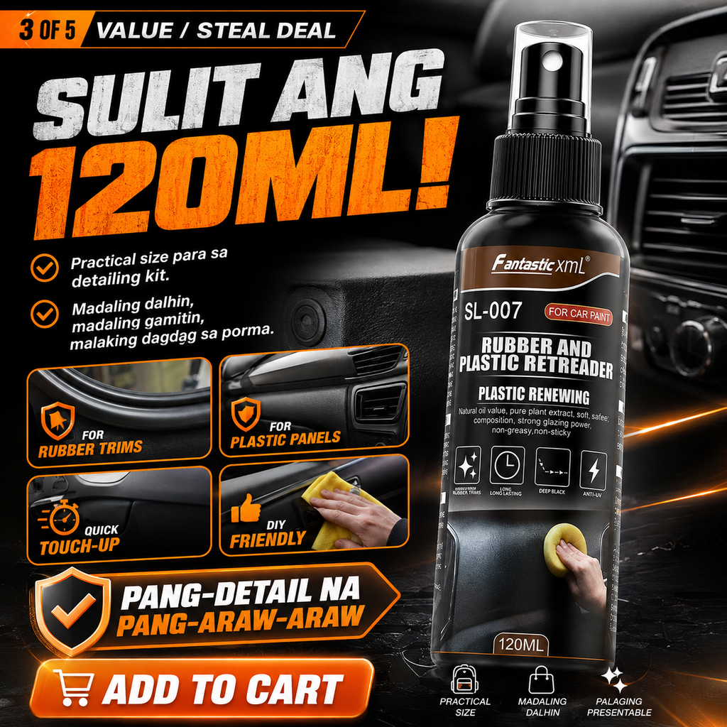 Rubber & Plastic Retrader Spray (120ml) – Restore the Shine, Bring Back the Black!