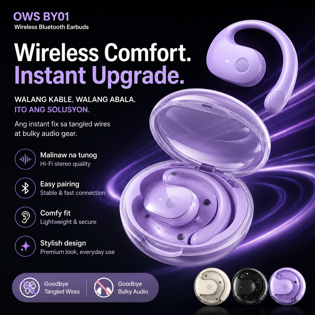 OWS BY01 Wireless Bluetooth Earbuds