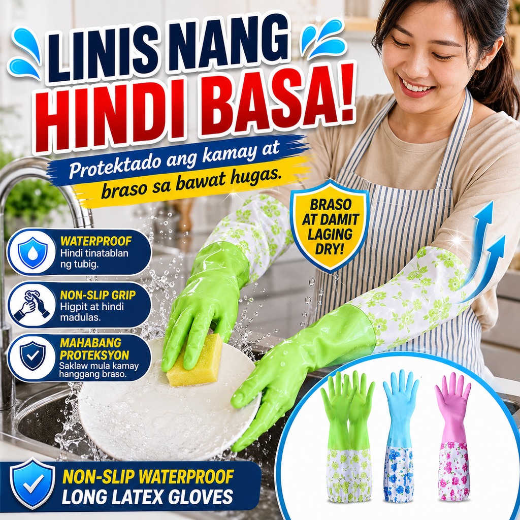Non-slip Waterproof Long Latex Gloves
