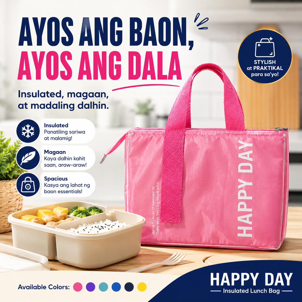 HAPPY DAY Insulated Lunch Bag