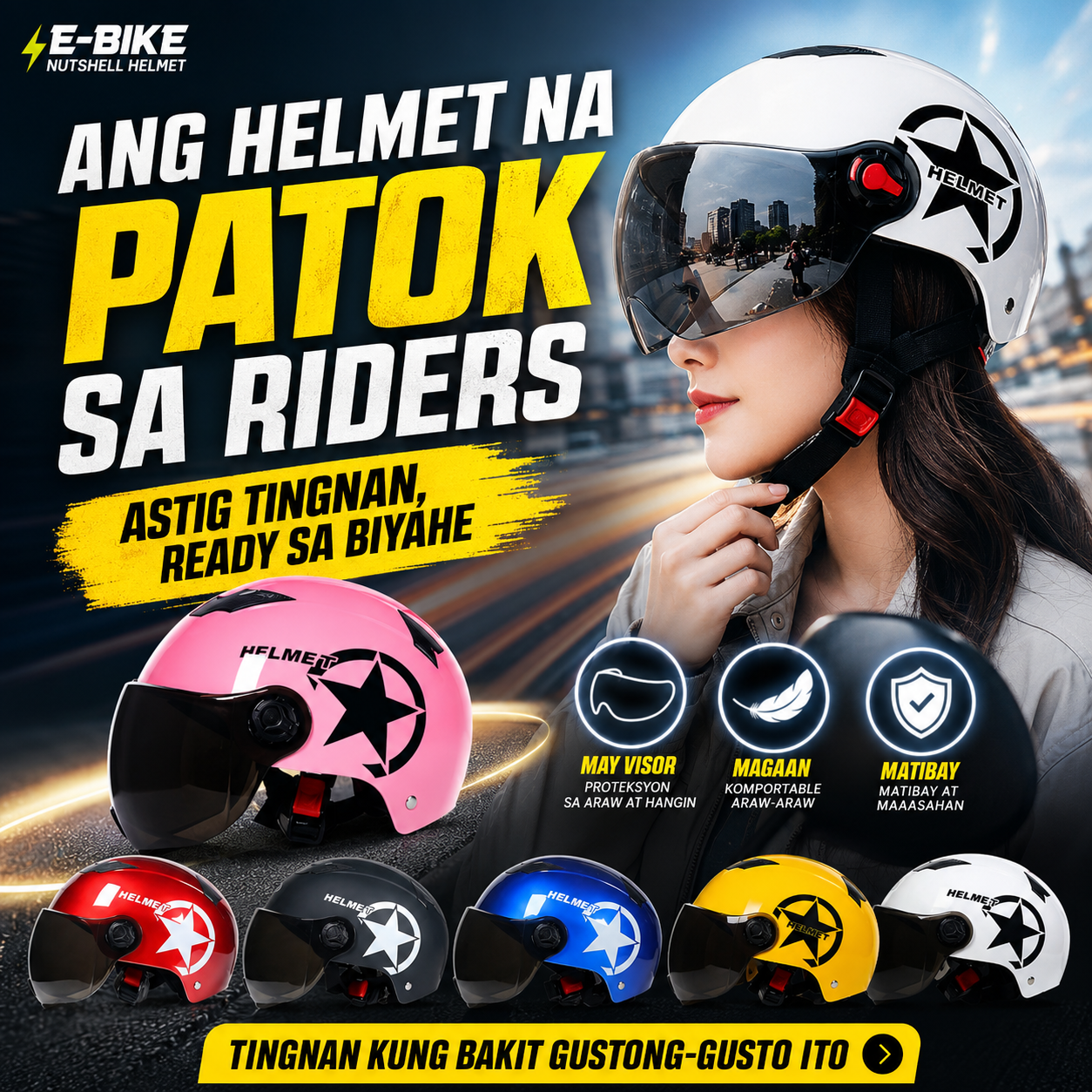 E-Bike Nutshell Helmet with Visor