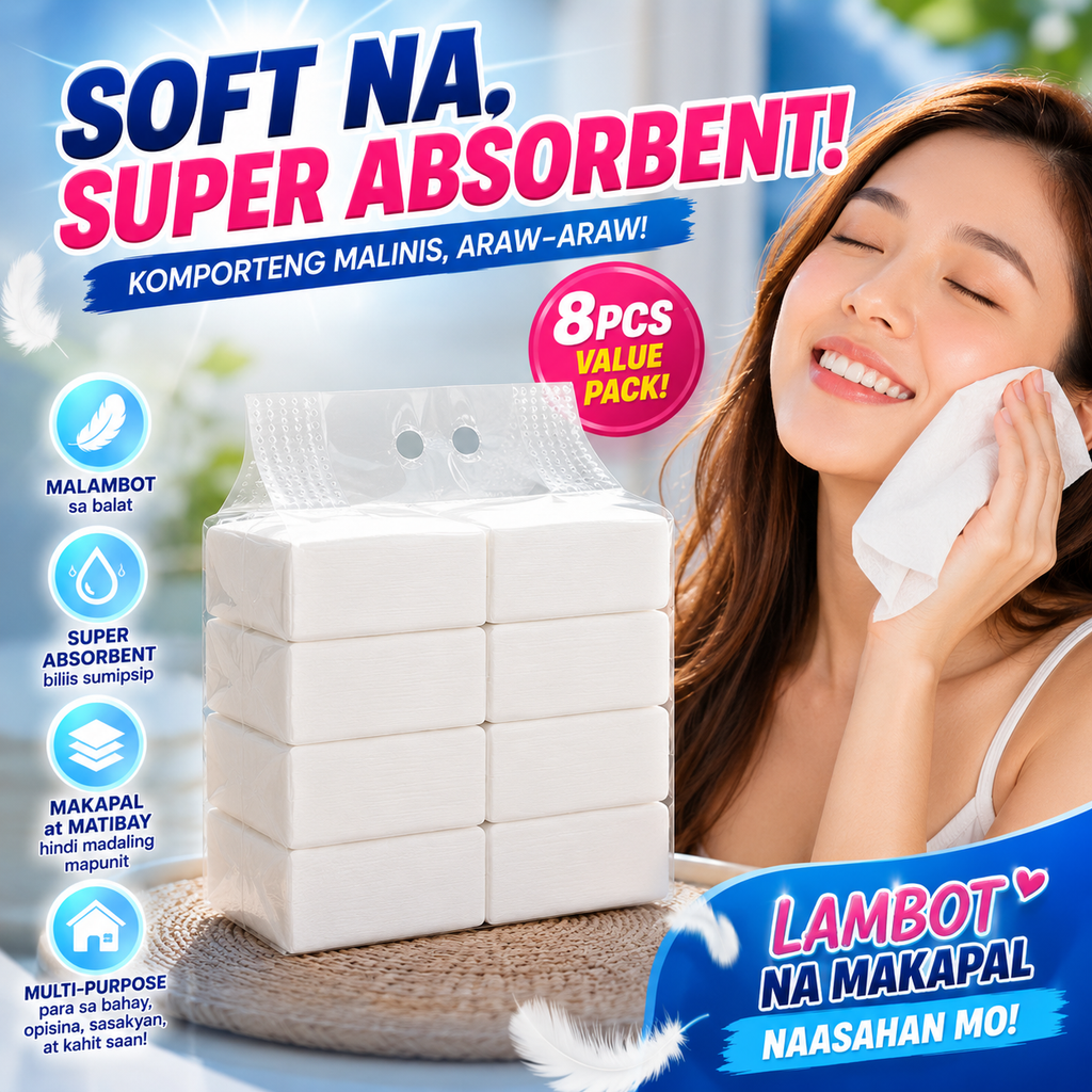 8pcs Soft Absorbent Thickened Facial Tissue