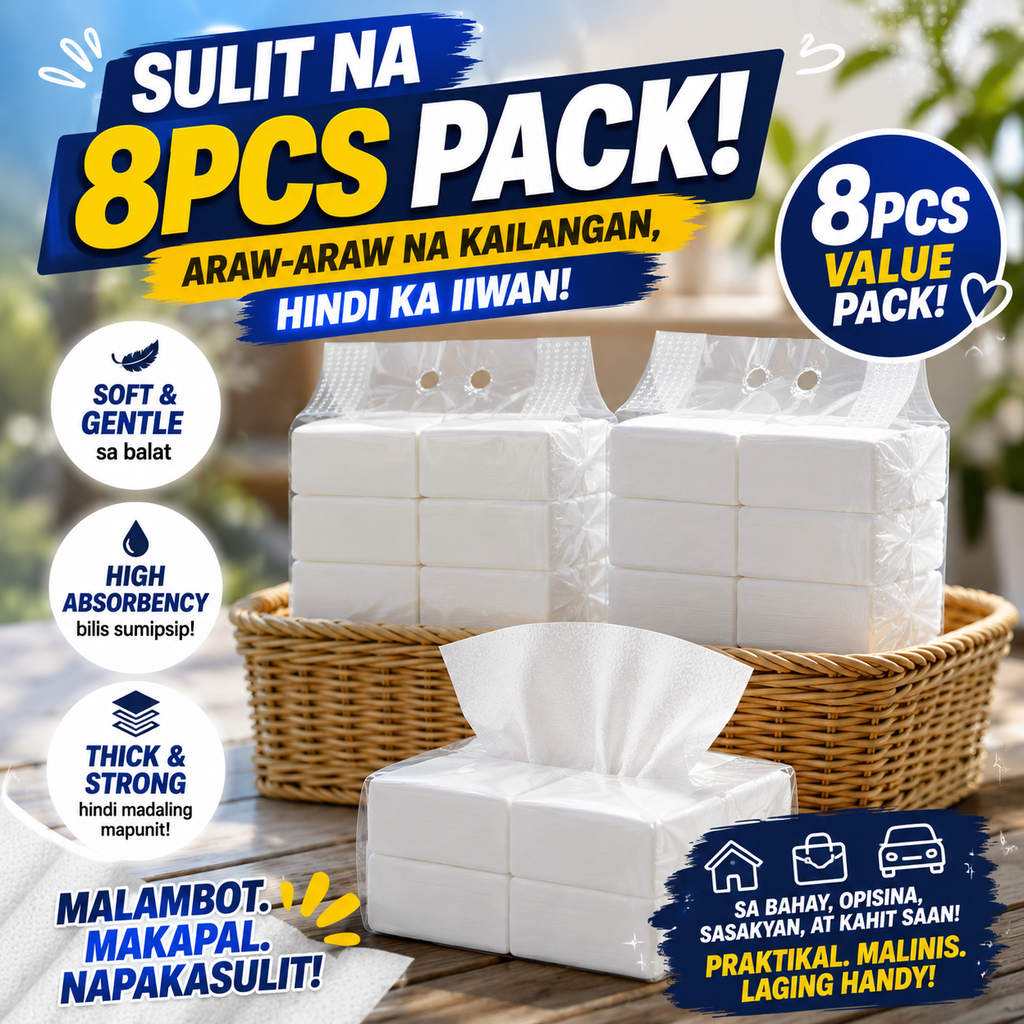 8pcs Soft Absorbent Thickened Facial Tissue