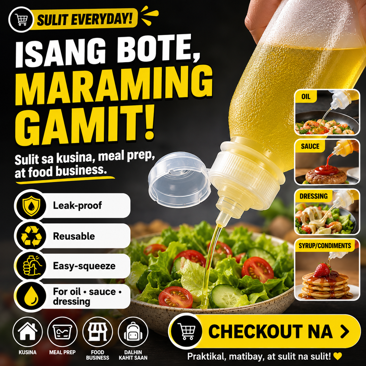 Leak Proof Condiments Squeeze Bottle