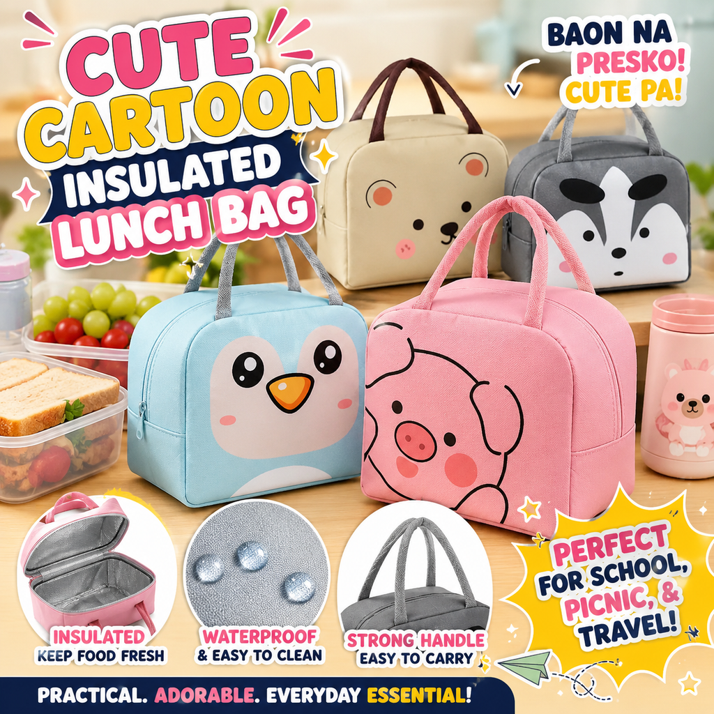 Cute Cartoon Animal Insulated Lunch Bag