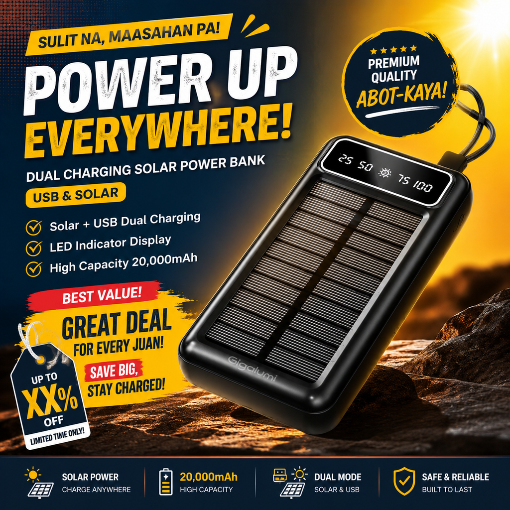 20,000mAh Solar Power Bank with Universal Charging Cables