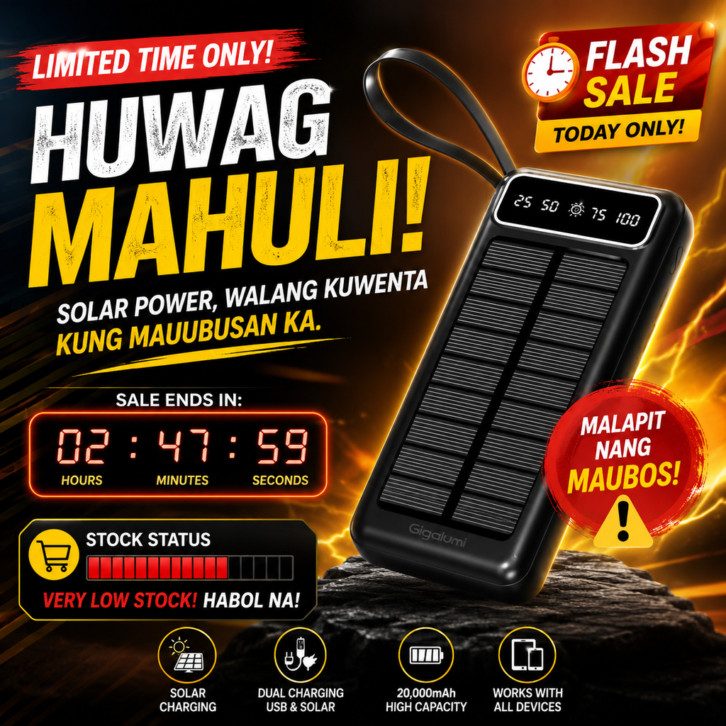 20,000mAh Solar Power Bank with Universal Charging Cables