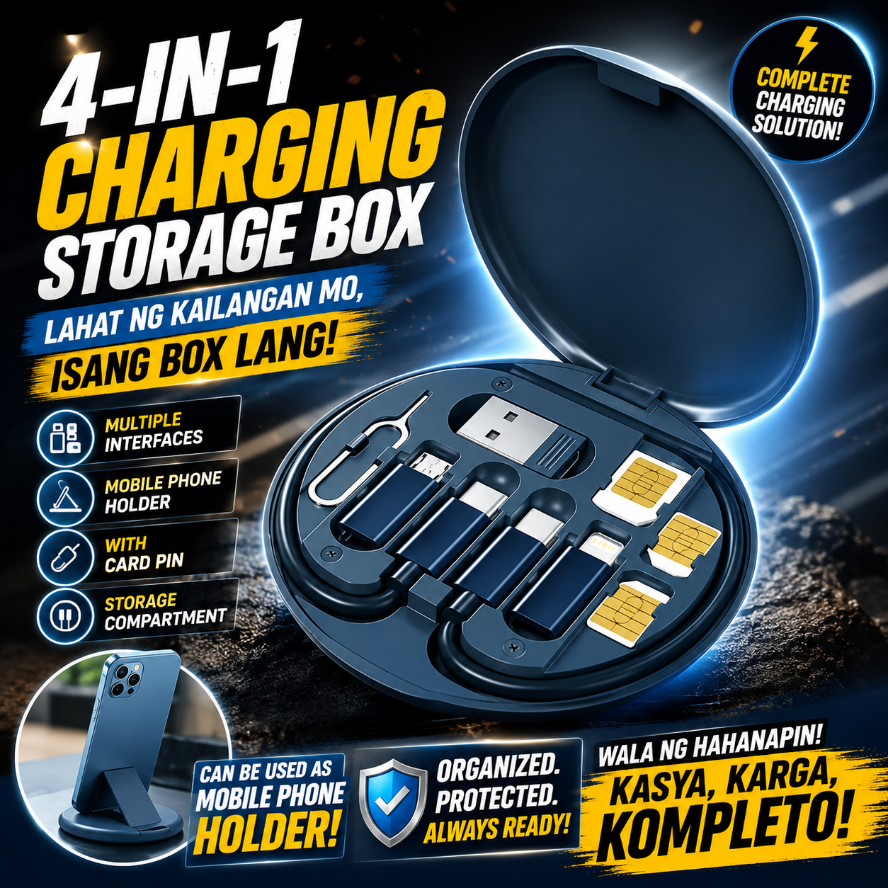60W Fast Charging 7-in-1 Universal Travel Charging Cable Set