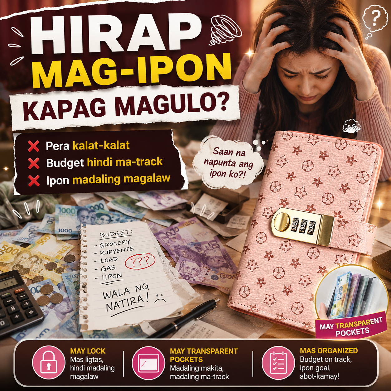 100 Envelopes Money Saving Challeng with Passwork Lock