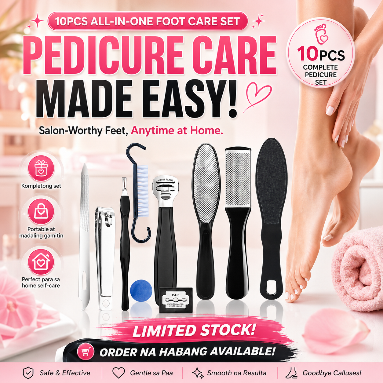 10Pcs Callous Remover Pedicure Tool Set