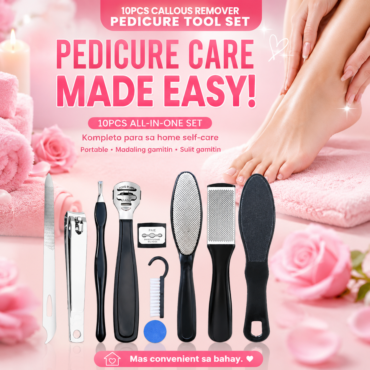 10Pcs Callous Remover Pedicure Tool Set