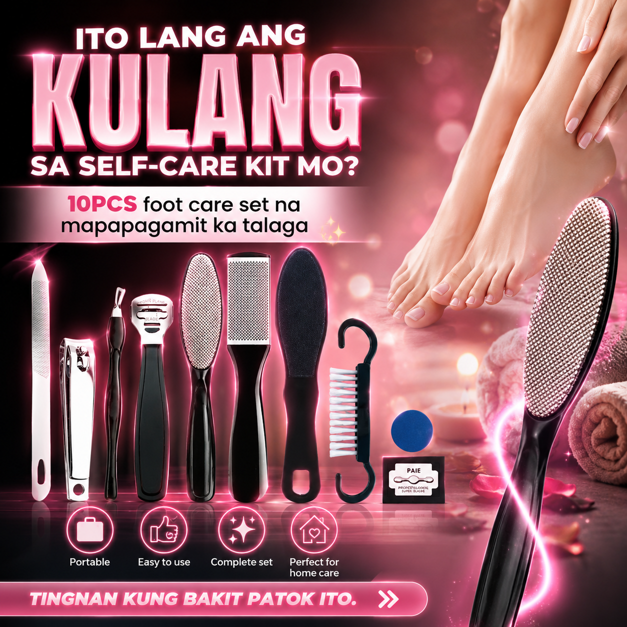 10Pcs Callous Remover Pedicure Tool Set