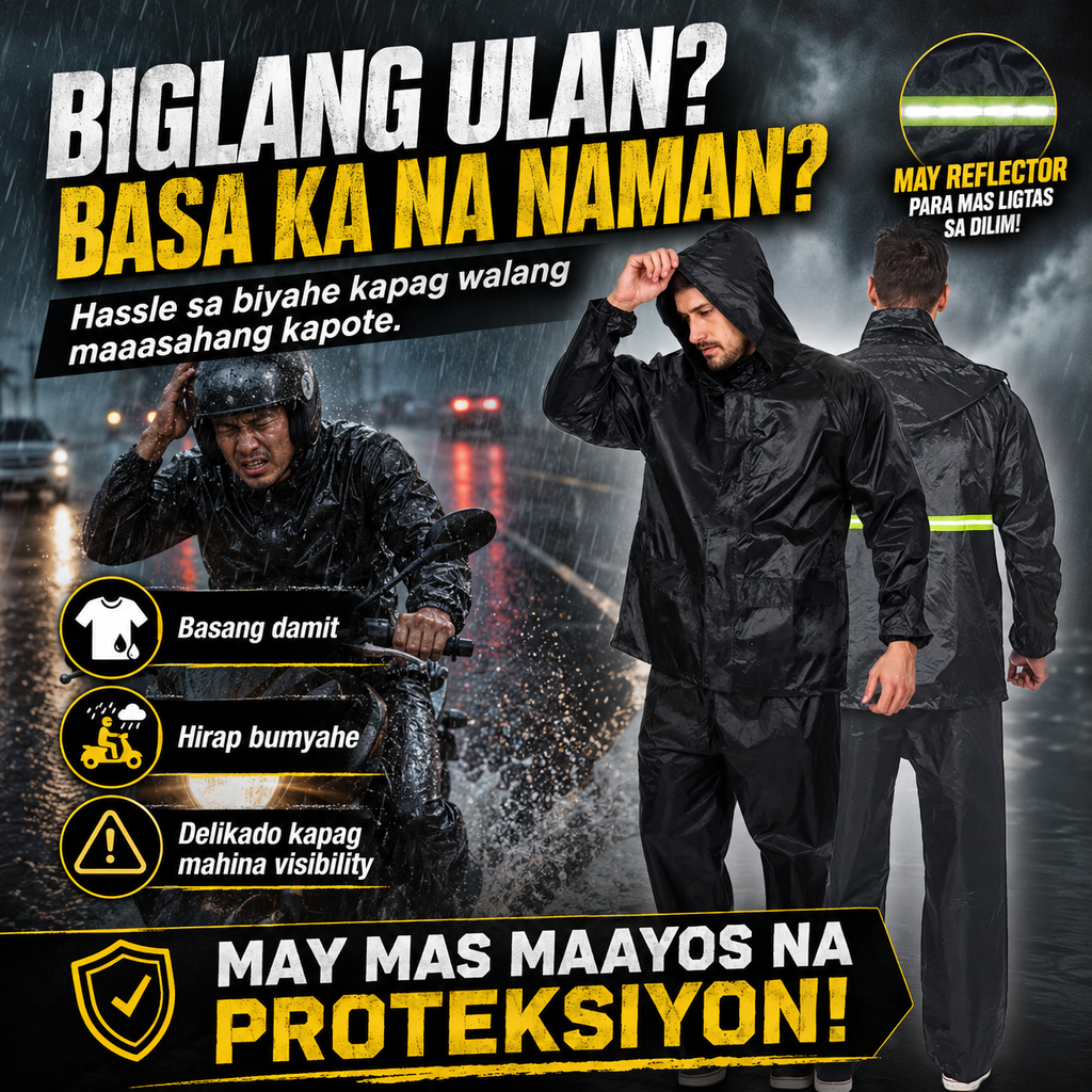 Waterproof Motorcycle Raincoat Set with Reflector