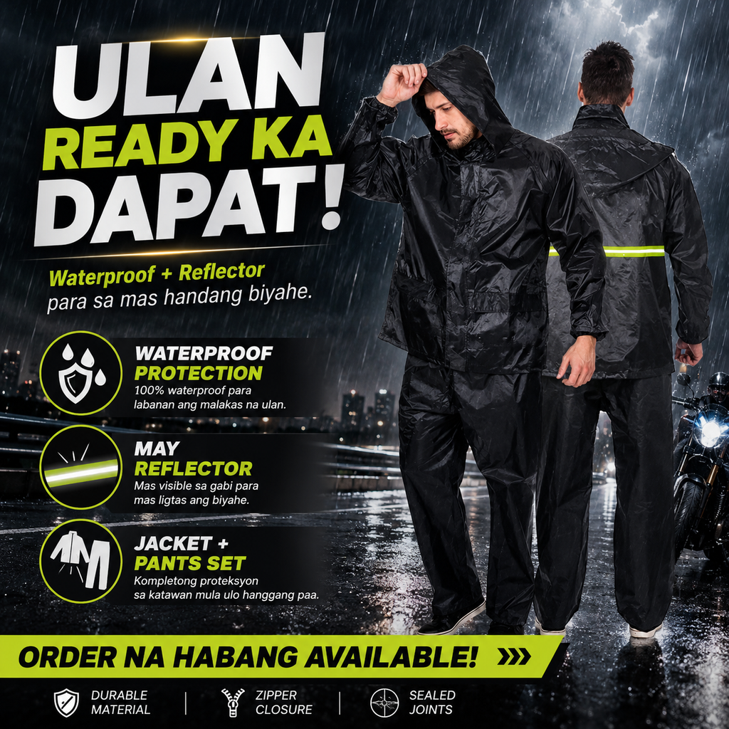 Waterproof Motorcycle Raincoat Set with Reflector