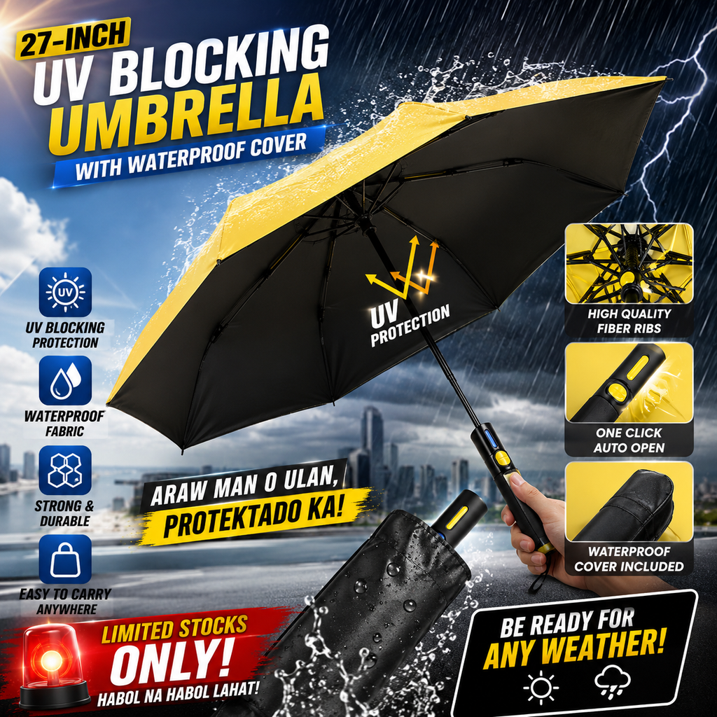 27-Inch UV Blocking Umbrella with Waterproof Cover