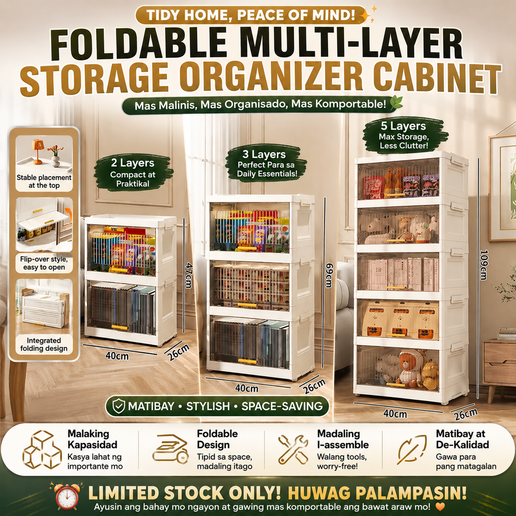Foldable Multi-Layer Storage Organizer Cabinet