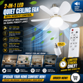 2-in-1 LED Quiet Ceiling Fan with Remote Control
