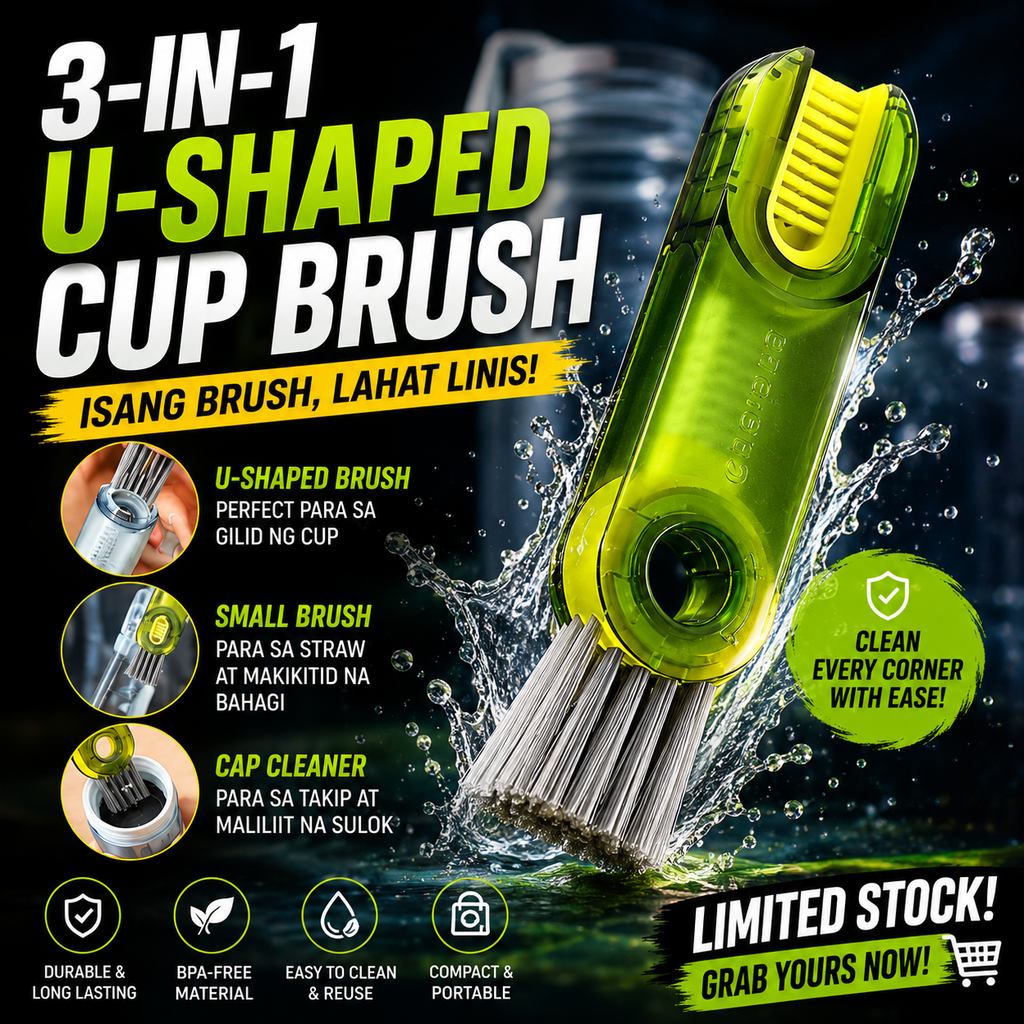 3-in-1 U-Shaped Cup Brush Bottle Cap Cleaner