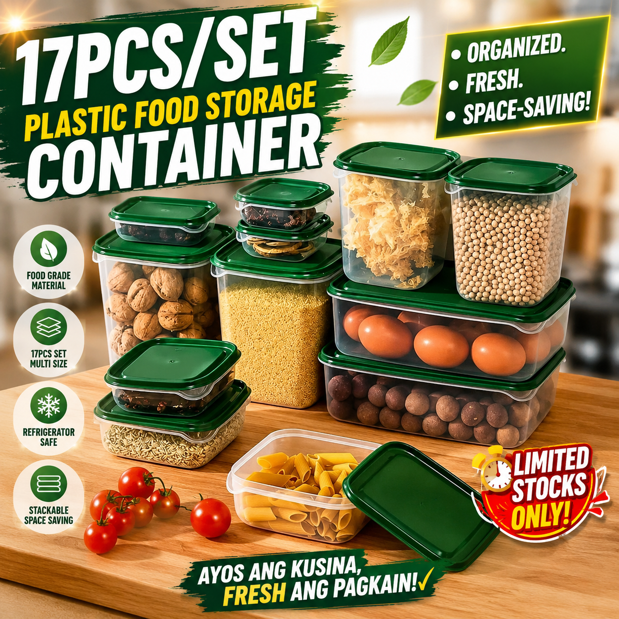 17Pcs/Set Plastic Food Storage Container