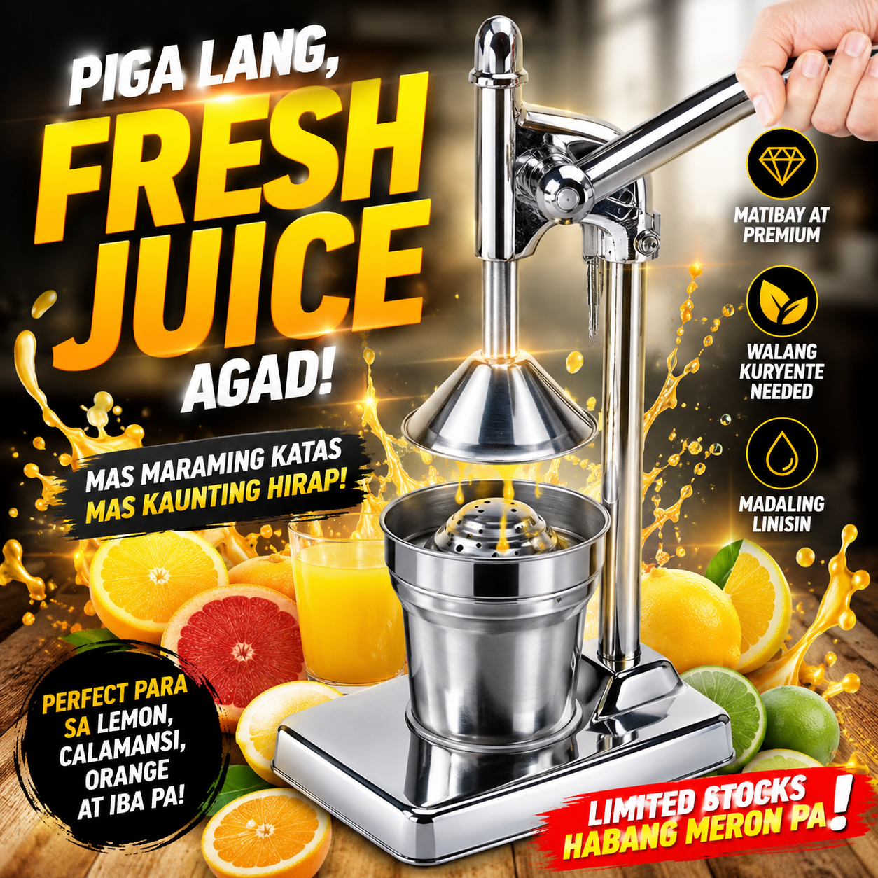 Hand Press Stainless Steel Manual Juicer