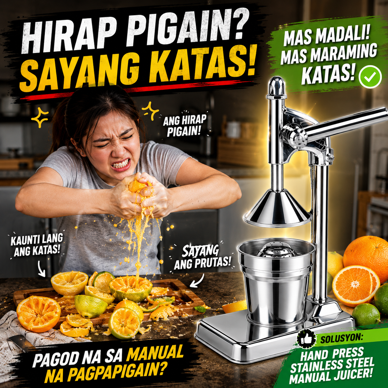 Hand Press Stainless Steel Manual Juicer