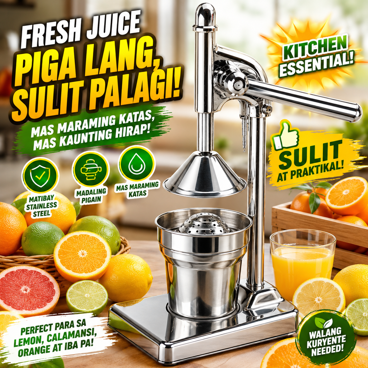 Hand Press Stainless Steel Manual Juicer