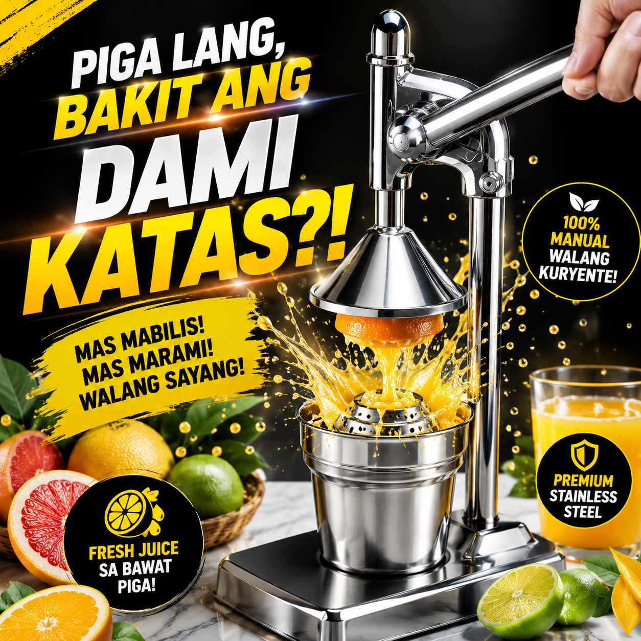 Hand Press Stainless Steel Manual Juicer