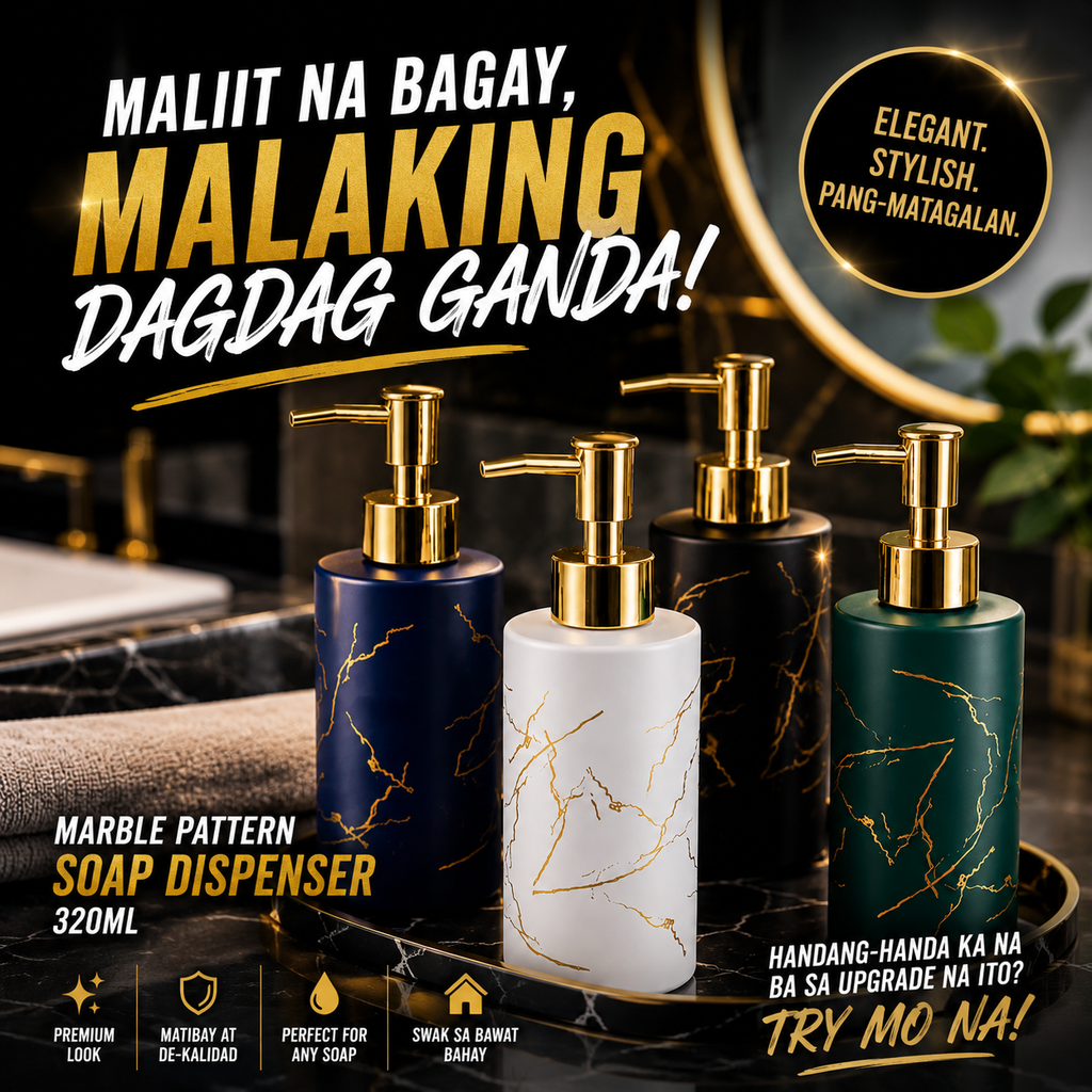 Marble Pattern Soap Dispenser 320ml