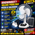 12 Inch Solar Power Desk Fan with Two Light Bulb