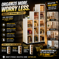 Tall Narrow Storage Cabinet with Movable Wheels and Magnetic Doors