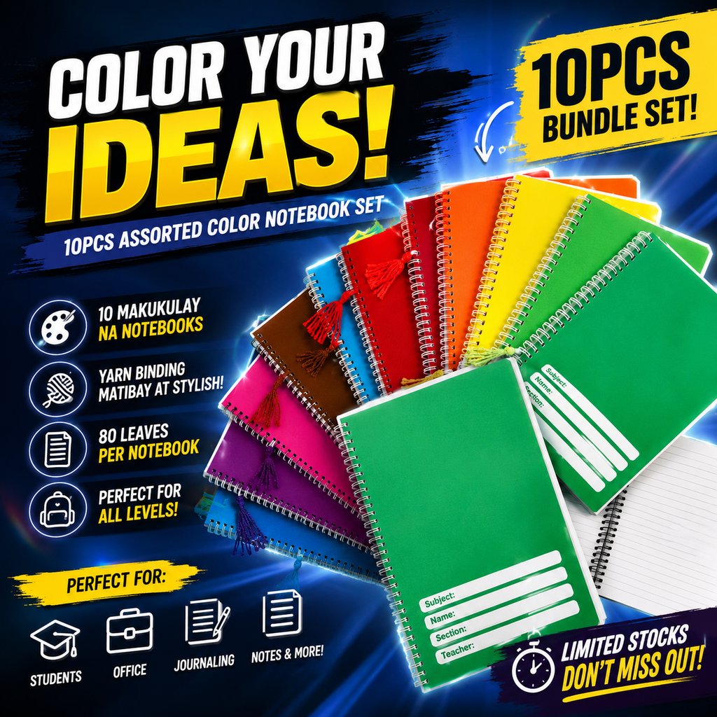 10pcs Assorted Color Writing-Yarn-Spiral All Level Notebook Set