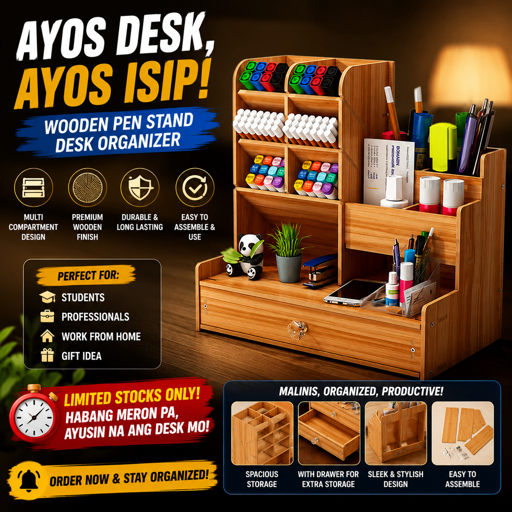 Wooden Pen Stand Desk Organizer