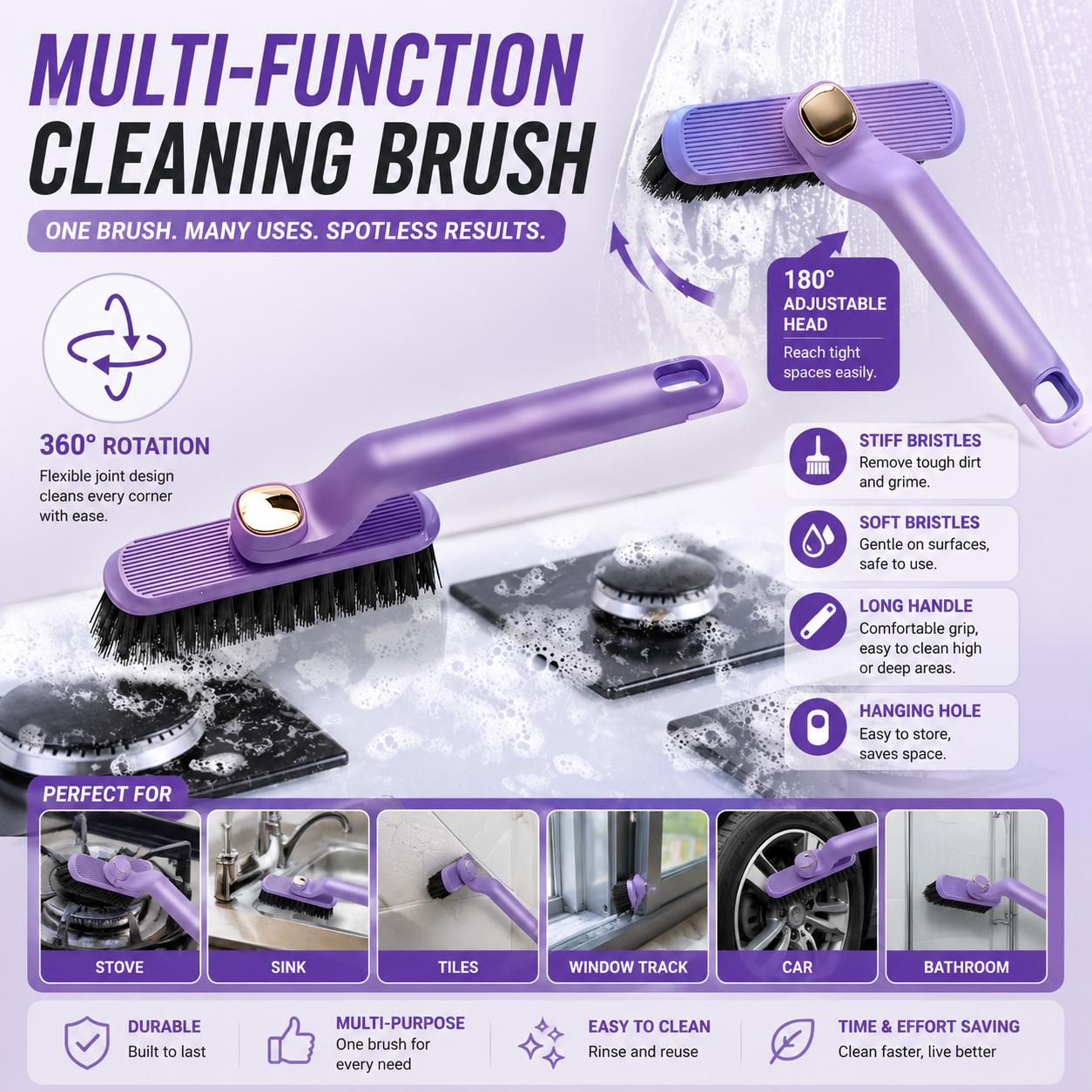 360° Multifunctional Cleaning Brush with Spatula (All-in-One Cleaner)